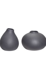 HÜBSCH VASE CERAMICS DARK  GREY