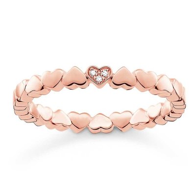 Thomas Sabo ROSE GOLD TONE DIAMOND HEART BAND RING D_TR0013-923-14 Thomas Sabo ROSE GOLD TONE DIAMOND HEART BAND RING D_TR0013-923-14
