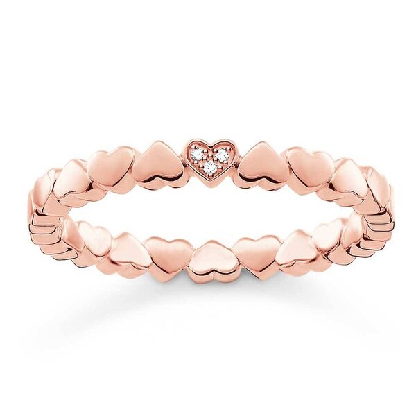 Thomas Sabo ROSE GOLD TONE DIAMOND HEART BAND RING D_TR0013-923-14