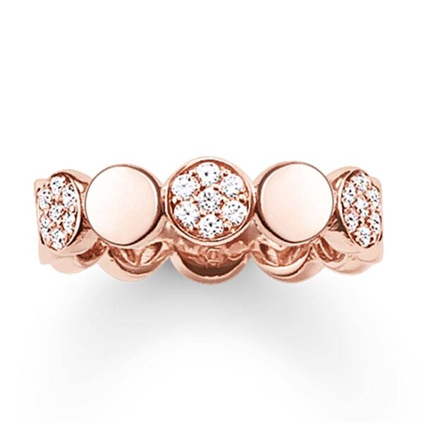 Thomas Sabo ROSE GOLD PLATED MULTI ROUND PAVE RING TR2048-416-14