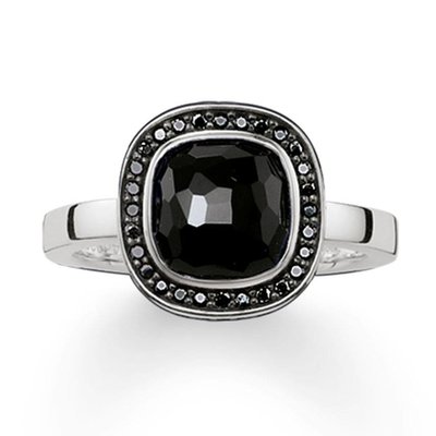 Thomas Sabo SILVER SQUARE BLACK ONYX CUBIC ZIRCONIA RING TR2029-641-11 Thomas Sabo SILVER SQUARE BLACK ONYX CUBIC ZIRCONIA RING TR2029-641-11