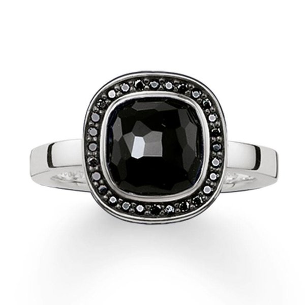 Thomas Sabo SILVER SQUARE BLACK ONYX CUBIC ZIRCONIA RING TR2029-641-11