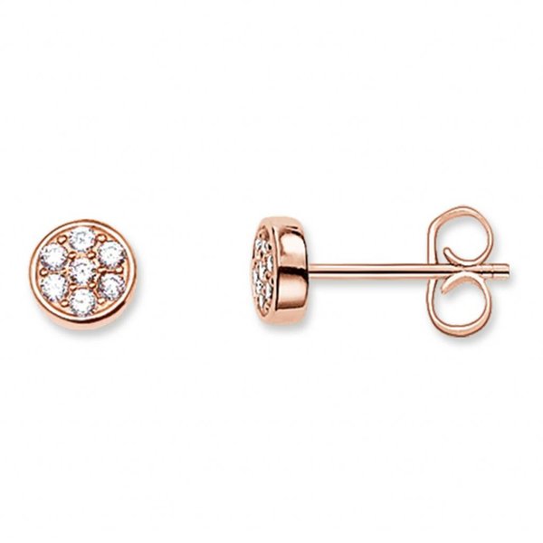 Thomas Sabo ROSE GOLD PLATED 6MM PAVE ROUND STUD EARRINGS H1848-416-14