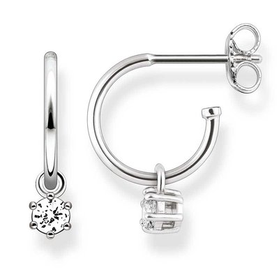 Thomas Sabo SILVER CUBIC ZIRCONIA HALF HOOP EARRINGS CR598-051-14 Thomas Sabo SILVER CUBIC ZIRCONIA HALF HOOP EARRINGS CR598-051-14