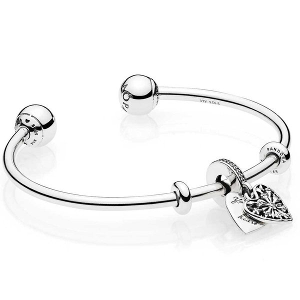 PANDORA ICE CRYSTAL HEART OPEN BANGLE B800658