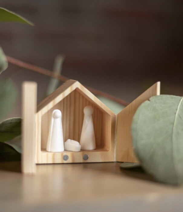 Rader Mini crèche en bois et figurine en porcelaine