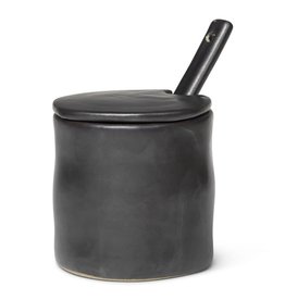 Ferm Living Pot et cuillère Flow Black H 8 cm