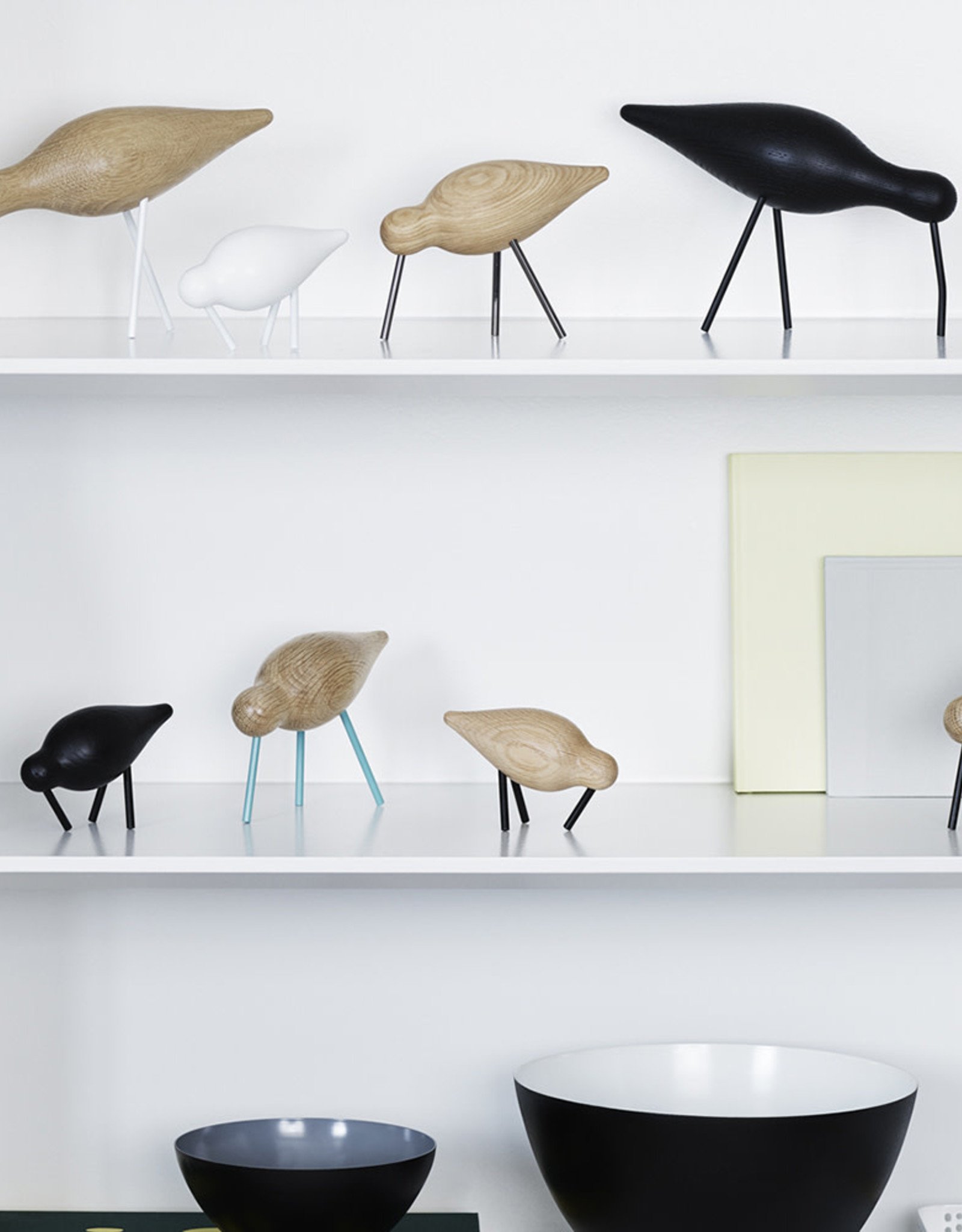 Normann Copenhagen Décoration Oiseau Noir Shorebird S  Chêne massif