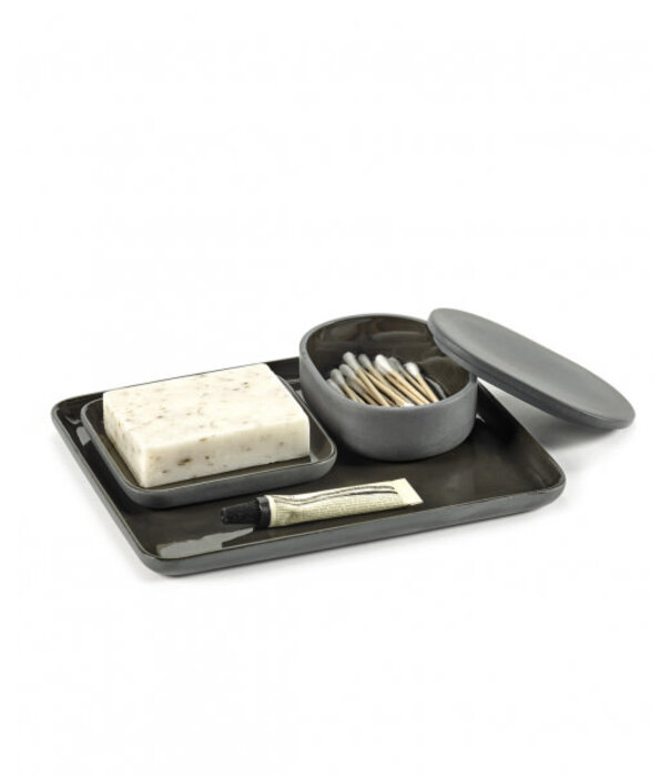 Serax Boite avec Couvercle Oval S Gris Foncé Cose