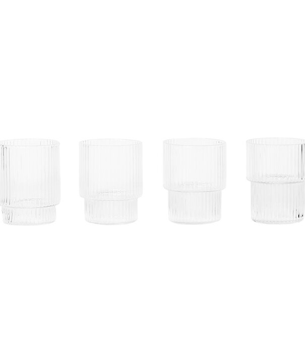 Ferm Living Petits verres Ripple transparents set de 4