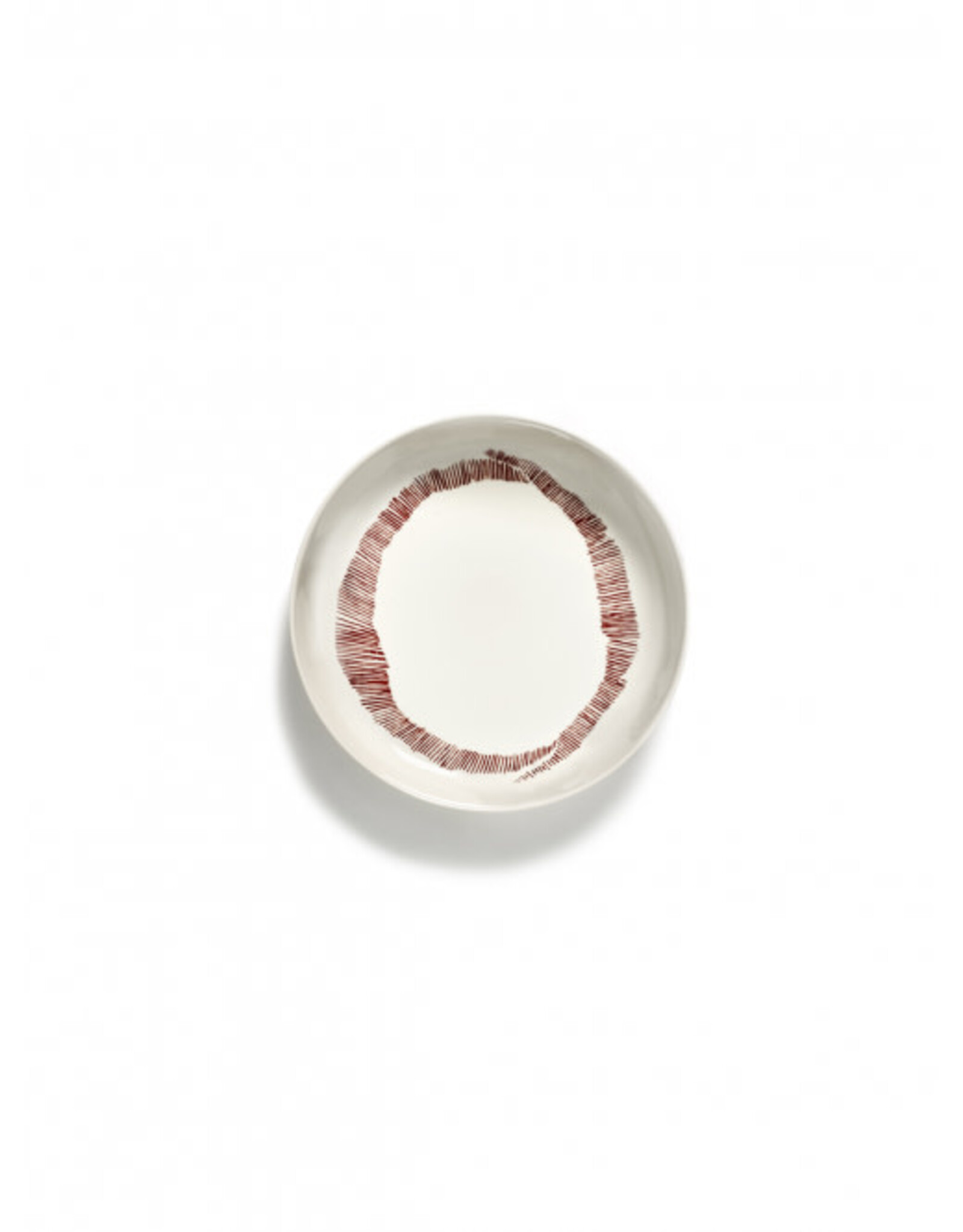 Serax PLATE HIGH WHITE SWIRL-STRIPES RED FEAST