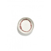 PLATE HIGH WHITE SWIRL-STRIPES RED FEAST
