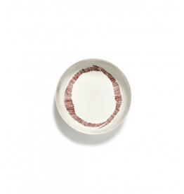 Serax PLATE HIGH WHITE SWIRL-STRIPES RED FEAST