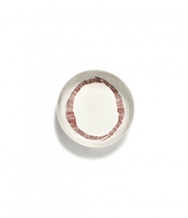 Serax PLATE HIGH WHITE SWIRL-STRIPES RED FEAST