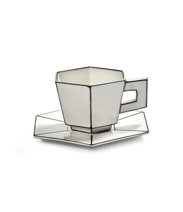 Serax Tasse À Cappuccino Avec Soucoupe Blanc - Noir Carte Blanche
