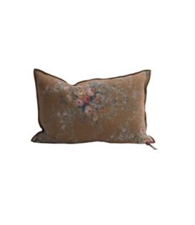 Coussin Lin Wabi Sabi Imprimé - Pompadour Havane 40 x 60