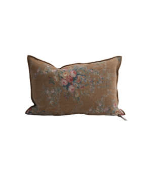 Coussin Lin Wabi Sabi Imprimé - Pompadour Havane 40 x 60