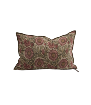 Coussin Lin Wabi Sabi Imprimé -   Les Tournesols Rose 40 X 60
