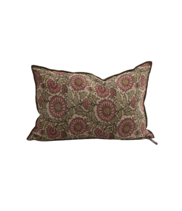 Maison de Vacances Coussin Lin Wabi Sabi Imprimé -   Les Tournesols Rose 40 X 60