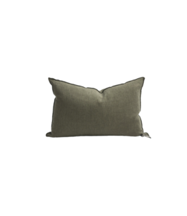 Coussin Vice Versa Crépon de lin lavé - Kaki 40 x 60