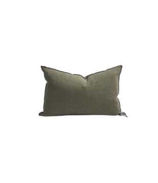 Coussin Vice Versa Crépon de lin lavé - Kaki 40 x 60
