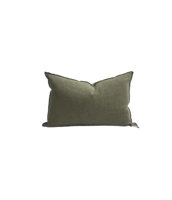 Maison de Vacances Coussin Vice Versa Crépon de lin lavé - Kaki 40 x 60