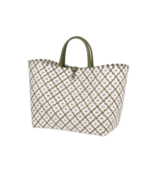 Motif Bag Shopper Olive With White Pattern