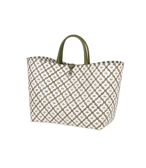Motif Bag Shopper Olive With White Pattern