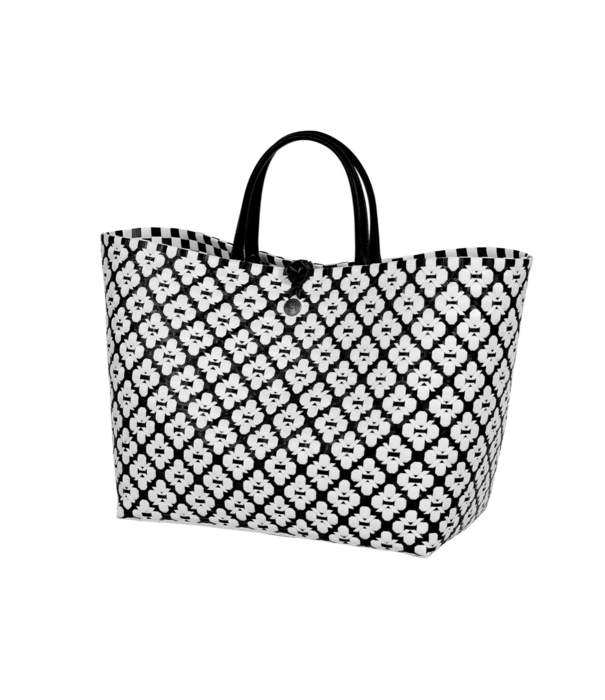 Motif Bag Shopper Black With White Pattern