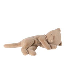 Peluche Chaton Endormi, Petit - Crème Pêche