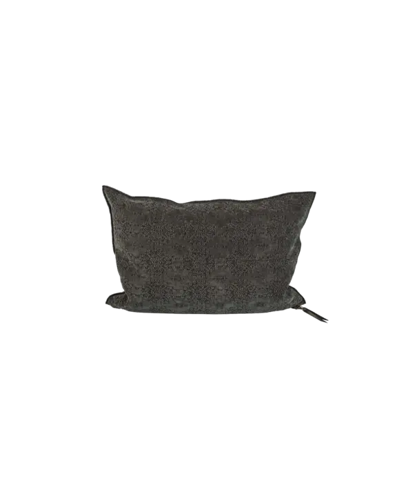 Maison de Vacances Coussin vice versa Jacquard stone washed kilim noir 30 x 50