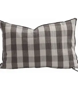 Coussin Vice Versa Lin Lavé Vichy Cottage - Terre 40x60