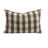 Coussin Lin Lavé Vichy Cottage - Kaki 40x60