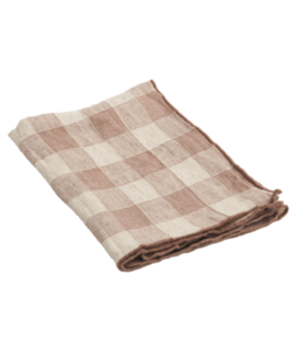 Torchon Toile Vintage Vichy Bois de Rose / Bourdon bois de rose 43x75