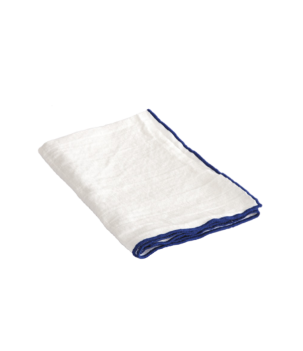 Maison de Vacances Serviette Blanc/Bourdon Cobalt 45x45