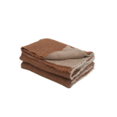 Plaid Vice Versa Frangé 140 x 250 Lin Lavé Froissé -  Châtaigne / Givré