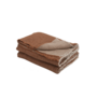 Plaid Vice Versa Frangé 140 x 250 Lin Lavé Froissé -  Châtaigne / Givré