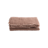 Plaid Vice Versa Frangé Gaze de Lin Lavé Bois de Rose 150X300