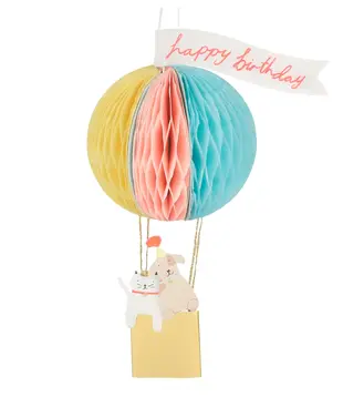 Carte Montgolfiere Chat et Chien