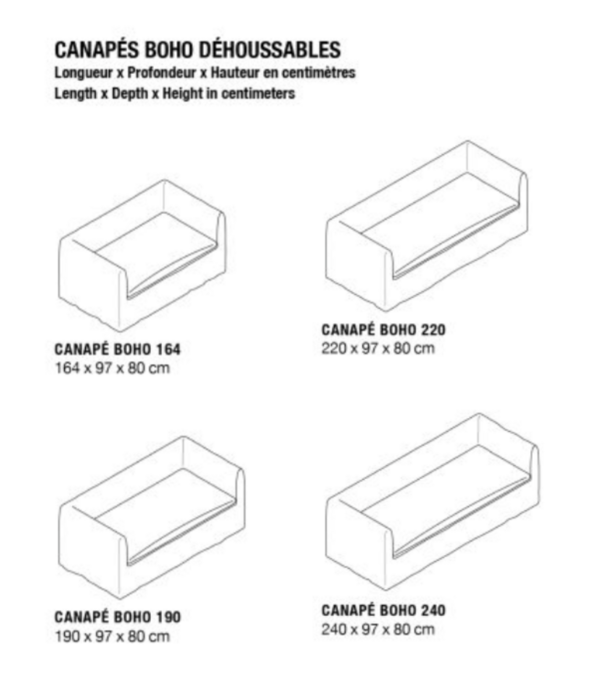 Maison de Vacances Canapé Boho 190 x 97 x H 80 lin stone washed blanc