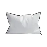 Coussin Vice Versa Black Line Lin Stone Washed Blanc 50x70
