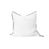Coussin Vice Versa Black Line Lin Stone Washed Blanc 65x65