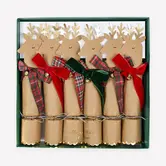 Tartan & Velvet Bow Reindeer No-Snap Crackers (x 6)
