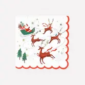 Serviettes Père Noël, Traîneau Et Rennes (X 16)