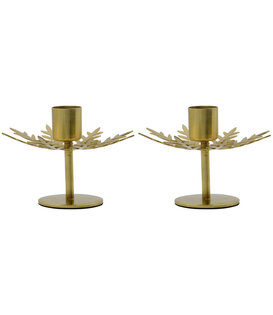 Candle Holder, Hdsnowflake, Antique Brass Finish (Set of 2)