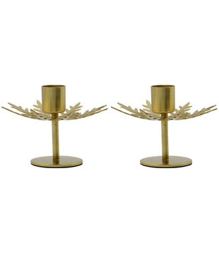 Candle Holder, Hdsnowflake, Antique Brass Finish (Set of 2)