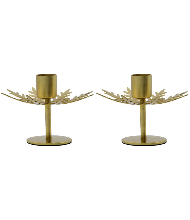 House Doctor Candle Holder, Hdsnowflake, Antique Brass Finish (Set of 2)