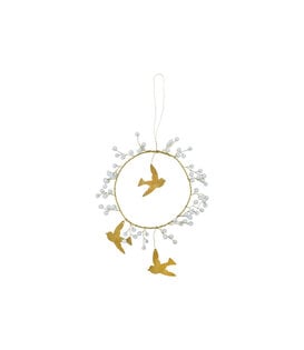 Christmas Ornament, Hdbird, White, Brass