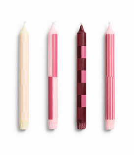 Bougie Pattern Rose Bordeaux Set de 4