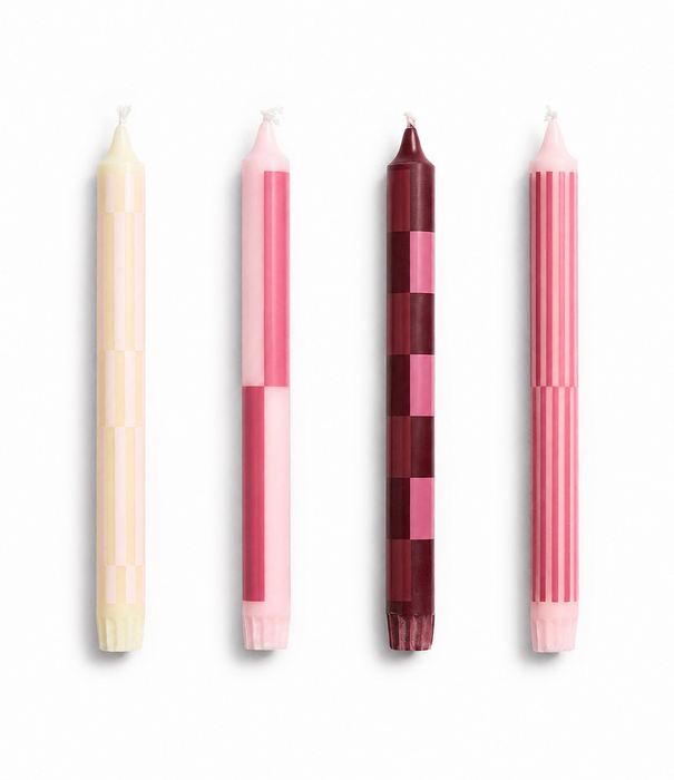 Hay Bougie Pattern Rose Bordeaux Set de 4